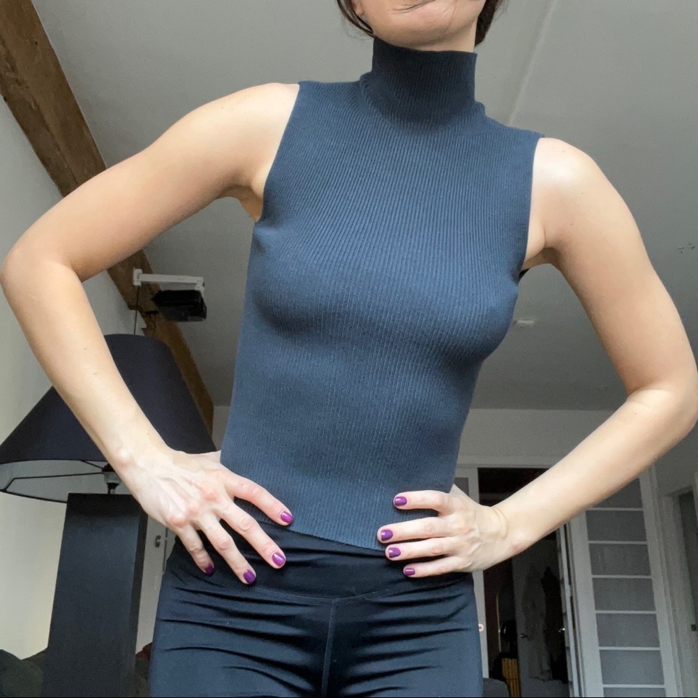 Zara Grey turtle neck sleeveless top